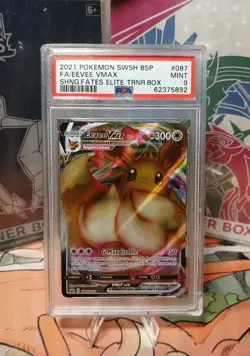 2021 Pokemon TCG Eevee VMAX SWSH087 Full Art Black Star Promo PSA 9 MINT - Image 1