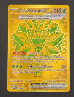 Pokemon TCG Teal Mask Ogerpon EX Prismatic Evolutions 177/131 Hyper Rare Gold - Image 1