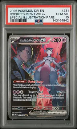 Pokemon 2025 Team Rocket's Mewtwo ex 231/182 SIR Destined Rivals GEM MINT PSA 10 - Image 1