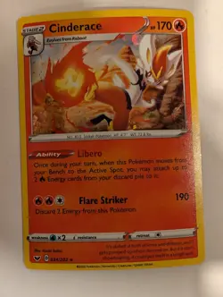 Cinderace 034/202 Sword & Shield Base Set Pokemon Holo Foil Nice! - Image 1
