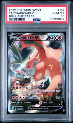 2022 Pokemon SWSH FA/Charizard V 154/172 Full Art Brilliant Stars PSA 10 - Image 1