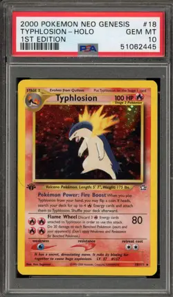 Pokemon Typhlosion Neo Genesis 1st Edition Holo Rare #18 PSA 10 Gem Mint - Image 1