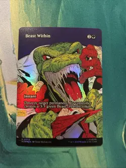 Beast Within BORDERLESS FOIL Mythic 0033 MAR Magic The Gathering Spider-Man MTG - Image 1