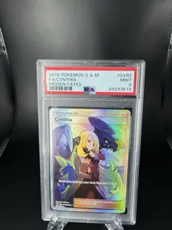Cynthia SV82 PSA Mint 9 Hidden Fates Trainer Pokemon Card - Image 1