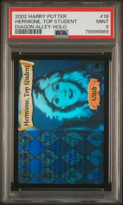 2002 HARRY POTTER DIAGON ALLEY 18 HERMIONE TOP STUDENT HOLO PSA 9 CARD - Image 1