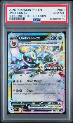2025 Pokemon Prismatic Evolutions #060 Umbreon Ex Surprise Box Exclusive PSA 10 - Image 1