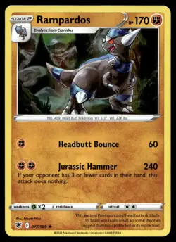 Rampardos 77/189 Pokemon Card Astral Radiance Rare 170 HP Holo Near Mint FS - Image 1