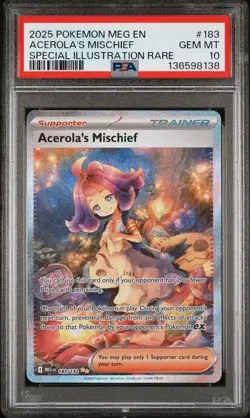 2025 POKEMON MEG EN-MEGA EVOLUTION #183 ACEROLA'S MISCHIEF PSA 10 - Image 1