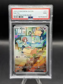Pokemon TCG Ralts Scarlet & Violet Base Set Holo Illustration Card 211/198 PSA 9 - Image 1