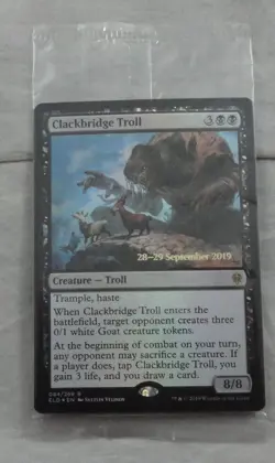 Clackbridge Troll Prerelease Foil Card Rare Magic The Gathering NM (ELD) - Image 1