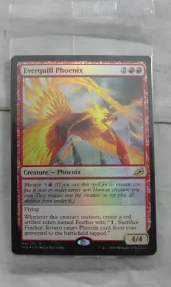 Everquill Phoenix Prerelease Foil Card Rare Magic The Gathering NM (IKO) - Image 1