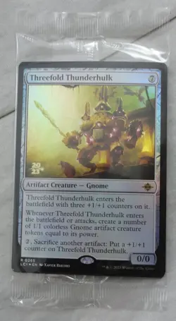 Threefold Thunderhulk Prerelease Foil Card Rare Magic The Gathering (LCI) - Image 1