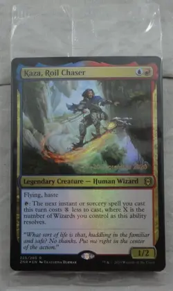 Magic The Gathering Kaza, Roil Chaser Rare Prerelease Foil Card ZNR Zendikar - Image 1