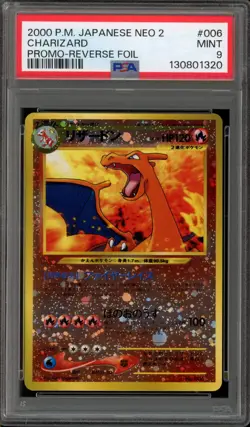 Pokemon Charizard Neo 2 Japanese Reverse Holo Promo #006 PSA 9 Mint - Image 1