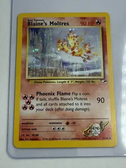 Blaine's Moltres 1/132 Holo Rare Gym Heroes 2000 Pokemon - SWIRL 🌀 - Image 1