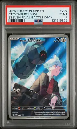 2025 POKEMON SVP EN-SV BLACK STAR PROMO #207 STEVEN'S BELDUM PSA 9 - Image 1