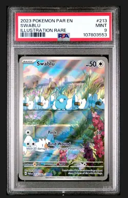 PSA 9 Swablu 213/182 PAR EN Paradox Rift Illustration Rare Pokemon - Image 1