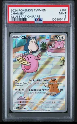 Chansey #187 2024 Pokemon Twm En-Twilight Masquerade PSA 9 - Image 1