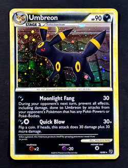 2010 Pokemon UMBREON Undaunted COSMOS HOLO HeartGold SoulSilver Card 10/90 SWIRL - Image 1