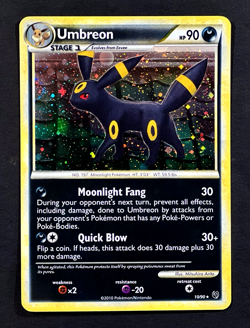 2010 Pokemon UMBREON Undaunted COSMOS HOLO HeartGold SoulSilver Card 10/90 SWIRL - Image 2