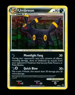 2010 Pokemon UMBREON Undaunted COSMOS HOLO HeartGold SoulSilver Card 10/90 SWIRL - Image 4