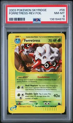 2003 POKEMON SKYRIDGE #56 FORRETRESS-REVERSE FOIL PSA 8 - Image 1