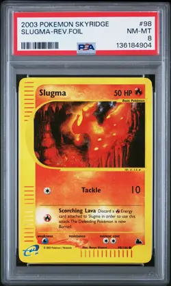 2003 POKEMON SKYRIDGE #98 SLUGMA-REVERSE FOIL PSA 8 - Image 1