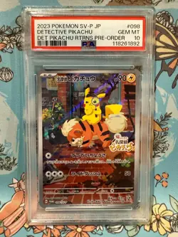 2023 POKEMON CARD TCG JPN SV-P PROMO 098/SV-P DETECTIVE PIKACHU PSA 10 - Image 1