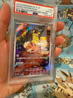 2023 POKEMON CARD TCG JPN SV-P PROMO 098/SV-P DETECTIVE PIKACHU PSA 10 - Image 2
