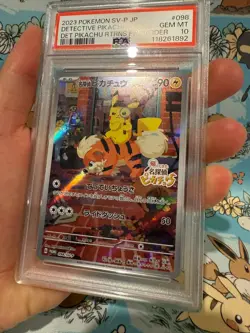 2023 POKEMON CARD TCG JPN SV-P PROMO 098/SV-P DETECTIVE PIKACHU PSA 10 - Image 3
