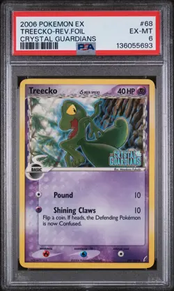 2006 POKEMON EX CRYSTAL GUARDIANS #68 TREECKO-REVERSE FOIL PSA 6 - Image 1