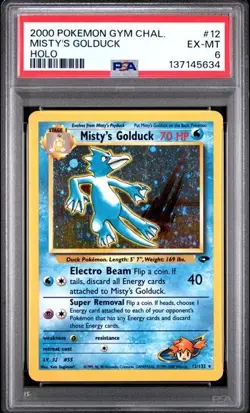 PSA 6 EX MT POKEMON 12/132 = 2000 Misty's Golduck HOLO - Gym Challenges - Image 1