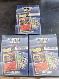 Mystery Gems Pokemon TCG Box with CGC Graded Charizard Card - 3 packs included - Image 1