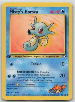 Pokemon Card 1st Edition Misty's Horsea Common Gym Heroes 086/132 LP/NM - Image 1