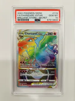 PSA 10 Charizard VSTAR 174/172 Brilliant Stars Rainbow Pokemon Graded Gem Mint - Image 1