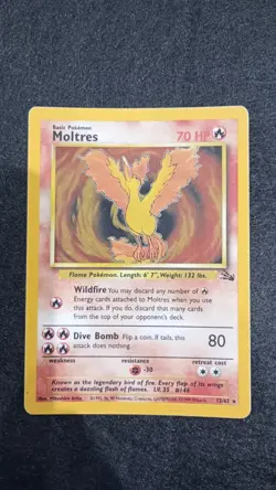 Pokemon Tcg Moltres Fossil Holo Card 12/62 Unlimited WOTC 1999 Vintage LP - Image 3