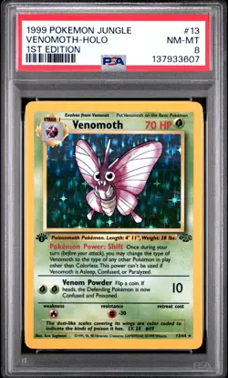 1999 POKEMON JUNGLE 1ST ED #13 VENOMOTH-HOLO PSA 8 - Image 1
