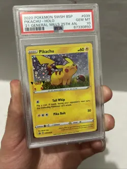 PSA 10 Pokemon Pikachu 2020 General Mills 25th Anniversary Holo Promo SWSH039 - Image 3