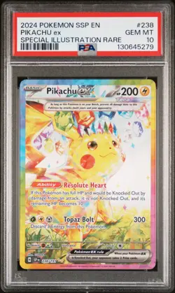 2024 POKEMON SSP EN-SURGING SPARKS SPECIAL ILLUSTRATION RARE PIKACHU EX PSA 10 - Image 1