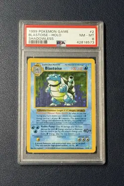 1999 Pokemon Shadowless Base Set Blastoise 2/102 Holo Rare PSA 8 - Image 1