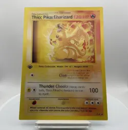 Thicc Pikachu/Thicc Charizard Pokemon Card (4x6 Inch) - Image 1