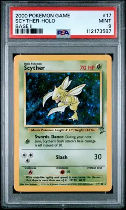 2000 POKEMON BASE SET 2 #17 SCYTHER-HOLO PSA 9 - Image 1