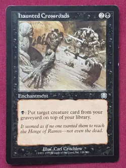 Magic The Gathering MERCADIAN MASQUES HAUNTED CROSSROADS black card MTG - Image 1