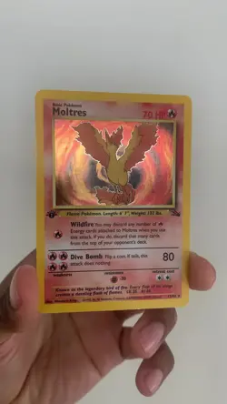 Moltres 12/62 Fossil Holo 1st Edition Pokemon Card - Image 2