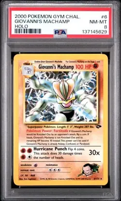 PSA 8 NM-M Giovanni's Machamp Gym Challenge 1st edition Holo Mint 6/132 Pokemon - Image 1