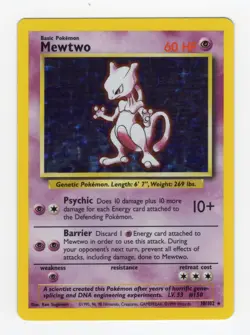 Pokemon TCG - Mewtwo 10/102 Base Set Holo Rare WOTC 1999 - NM - Image 1
