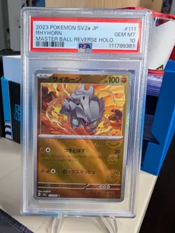 PSA 10 Rhyhorn (Master Ball Pattern) 111/165 Sv2a: Pokemon 151 Holo (Japanese) - Image 1