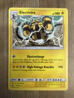 Pokemon TCG Electivire Sun & Moon - Lost Thunder 72/214 Regular Rare NM - Image 1