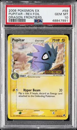 2006 POKEMON EX DRAGON FRONTIERS #59 PUPITAR-REVERSE FOIL PSA 10 - Image 1