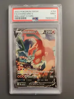 Pokemon TCG Brilliant Stars Charizard v PSA 9 Alternative Art Card 154/172 - Image 1